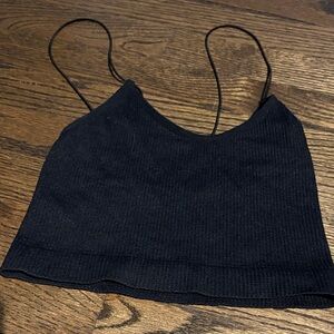 Black Ribbed Crop Top
